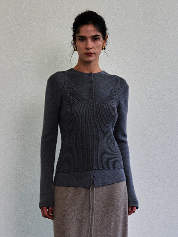 와플 울 니트 슬리브리스 (3color)