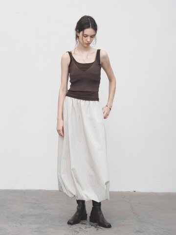 TG_Striped cotton balloon skirt