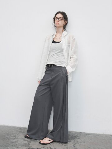 TG_Side pleats wide pants_2color