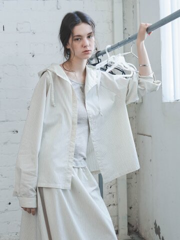 TG_Striped cotton hooded jacket