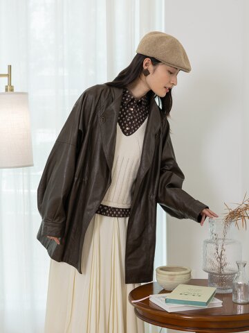 LS_Loose leather jacket_BROWN
