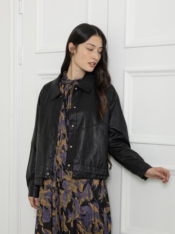 LS_Back pleat leather jacket_2color