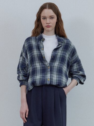 BASIC TARTAN CHECKERED SHIRT_NAVY