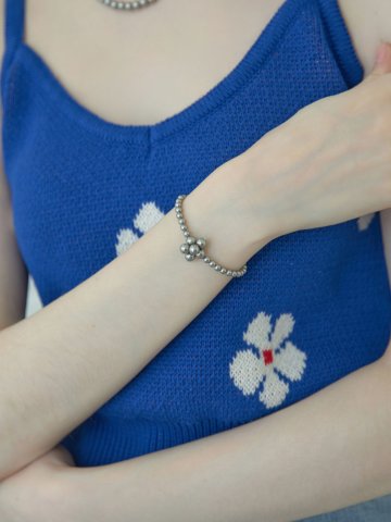  BIBI 스와로브스키 그레이 진주 은팔찌 (925실버)