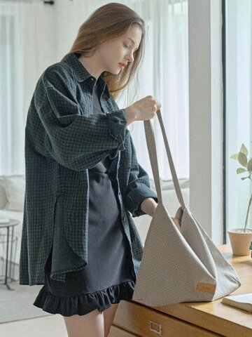 Overfit Cotton Check Shirt - GREEN