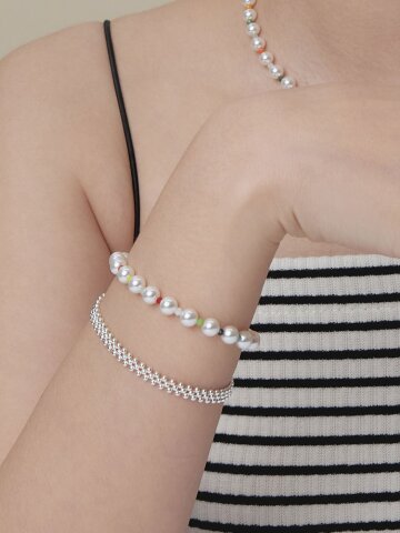 (925실버) Pop pearl 스와로브스키진주 은 팔찌