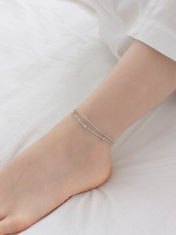 Fabiana 레이어드 두줄 은 발찌 (925실버)