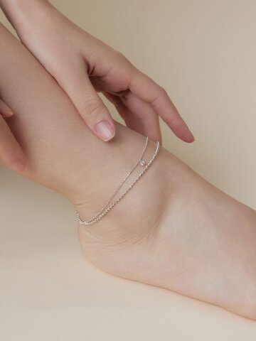 (925실버) Duo Shine 레이어드 발찌 