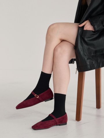 bruni maryjane flat  suede wine