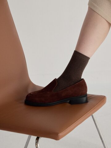 blanc round loafer suede brown