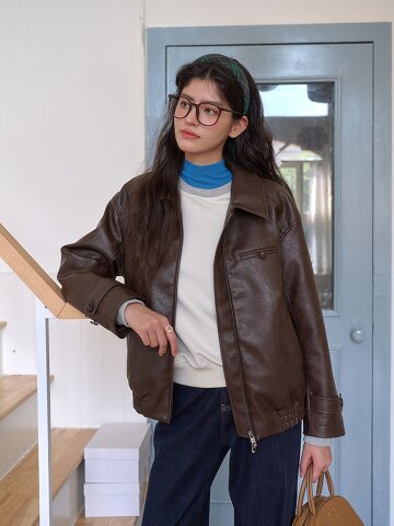 SR_Silhouette short leather jacket