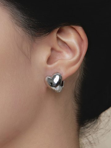 Isla 원터치 하트 귀걸이(Rhodium plated)