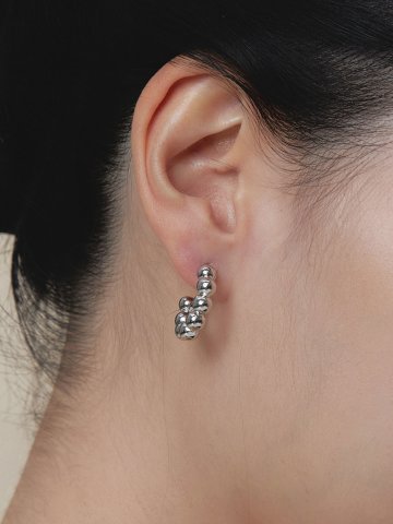 Beadline Hoop 링 귀걸이 (Rhodium plated)