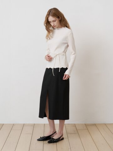 어반슬릿 레귤러핏 롱스커트 BLACK