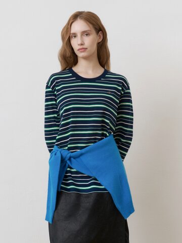 루즈핏 멀티스트라이프 티셔츠 NAVY