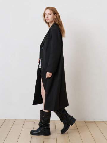 오버핏 싱글 롱자켓 BLACK