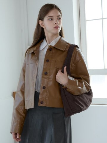 SYNTHETIC LEATHER WESTERN JACKET_CAMEL