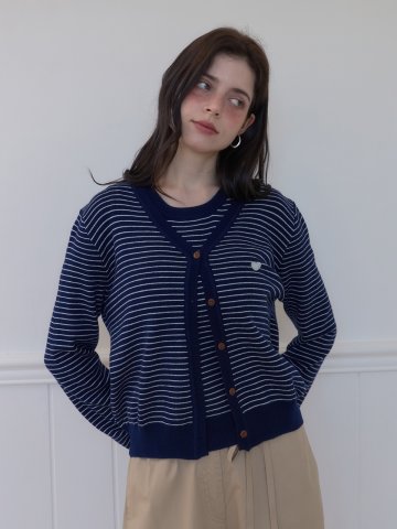 [메종르하르] 컴온 스트라이프 니트 SET (가디건+슬리브) 3color