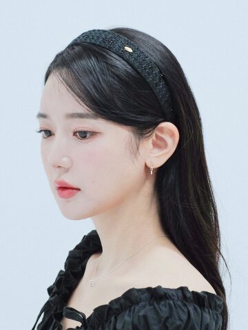 씬 머리띠 - 블랙 트위드