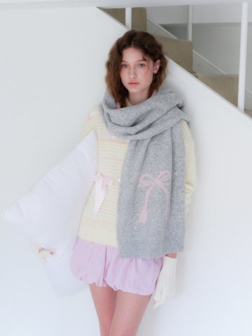 RIBBON MUFFLER [ LIGHT GRAY ] [M006LG]