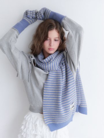 STRAW STRIPE MUFFLER [ BLUE / GRAY ] [M006BG]