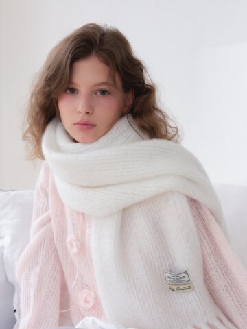 KITTEN HAIRY MUFFLER [ POWDER WHITE ] [M007PW]