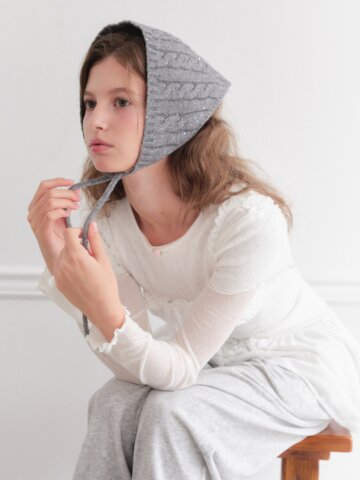 STARRY TRIANGLE BONNET EARCUFFS [ GREY ] [H001GR]
