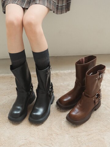 ljh020-1 biker middle boots _ 2colors