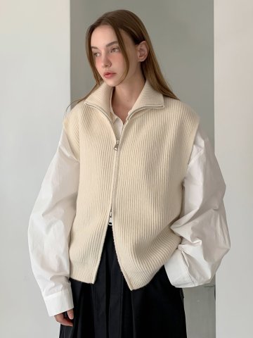 투웨이 집업 니트 베스트 (3colors)