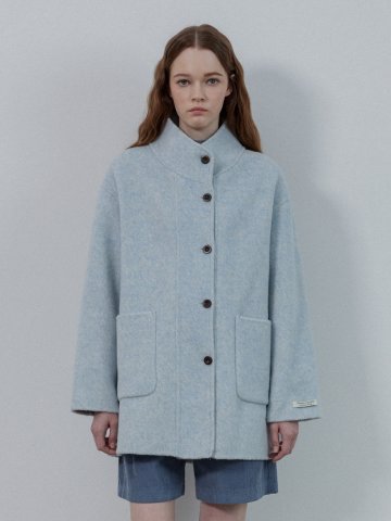 SINGLE BREST HALF COAT_BLUE
