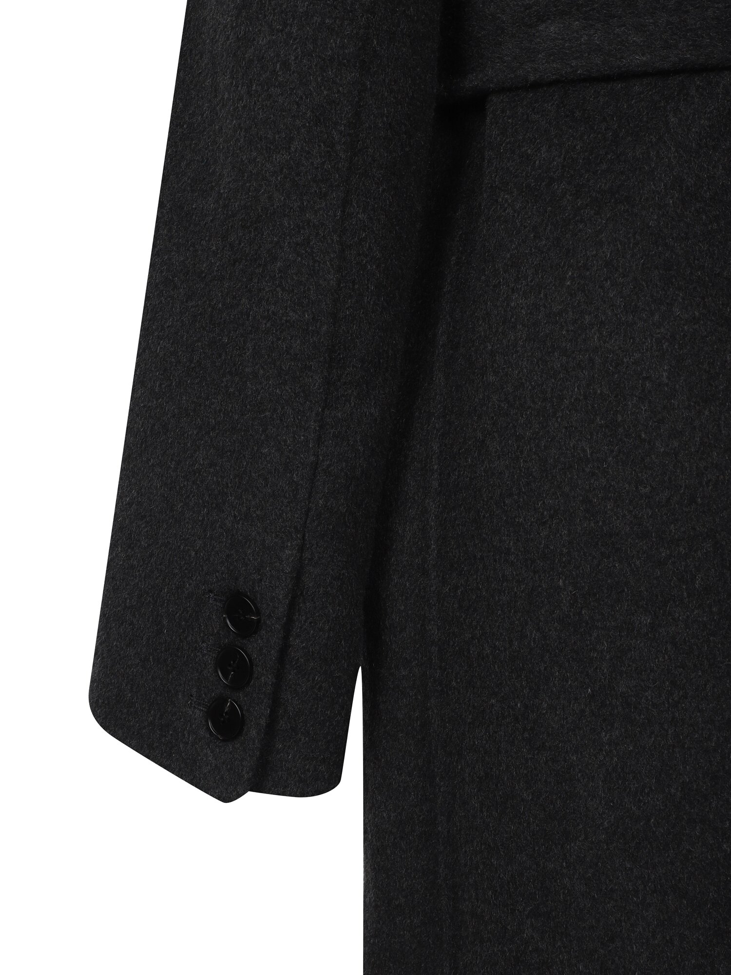 울 캐시미어 블렌드 피크드 라펠 더블 코트 (DARK GREY)