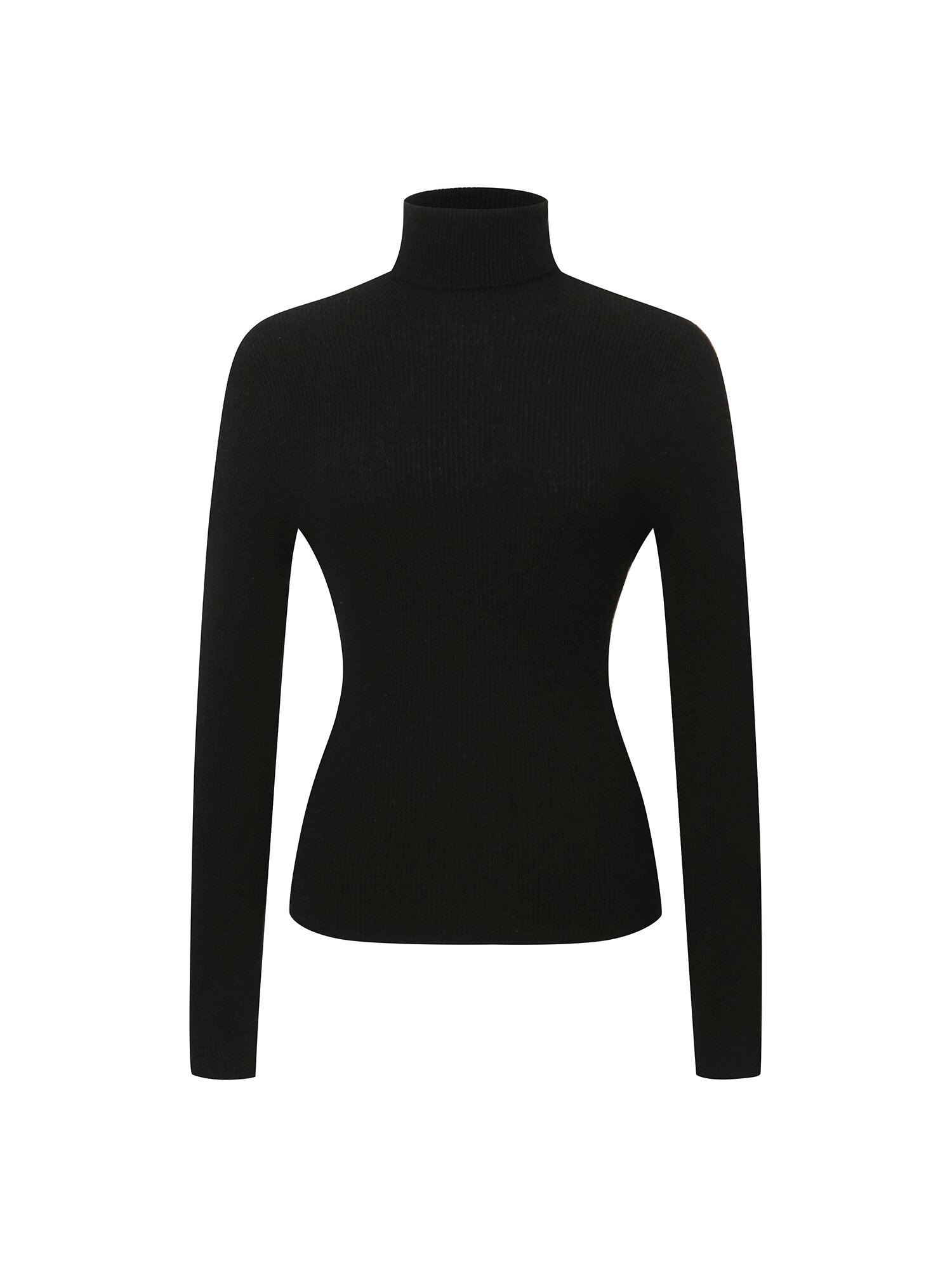 캐시미어 골지 폴라넥 풀오버 니트 (BLACK)