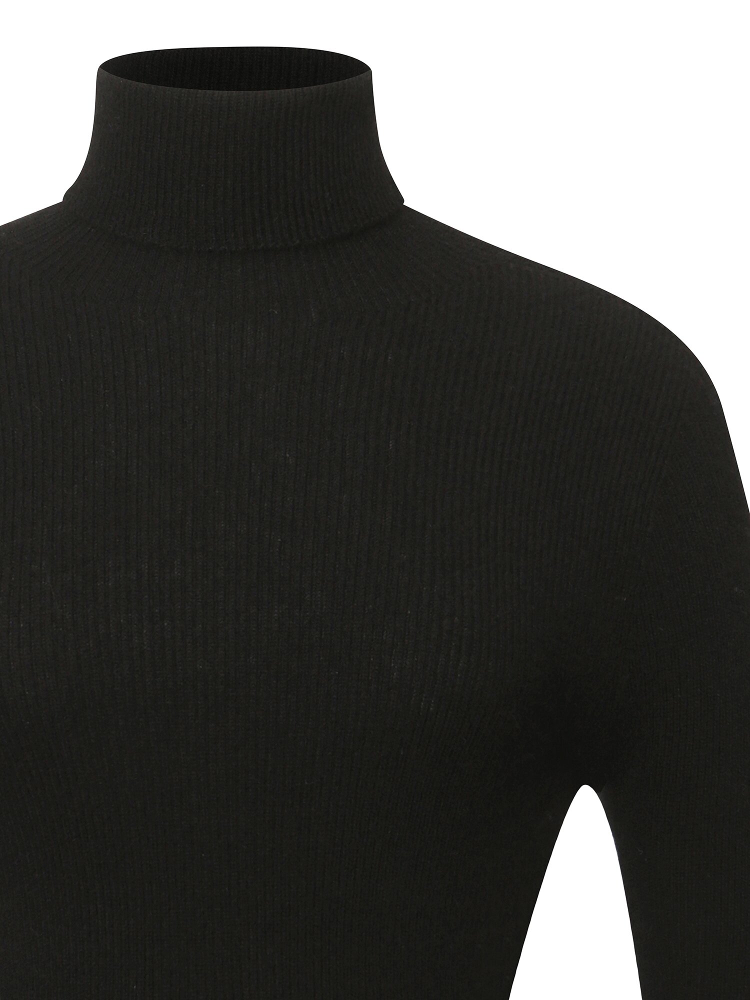 캐시미어 골지 폴라넥 풀오버 니트 (BLACK)