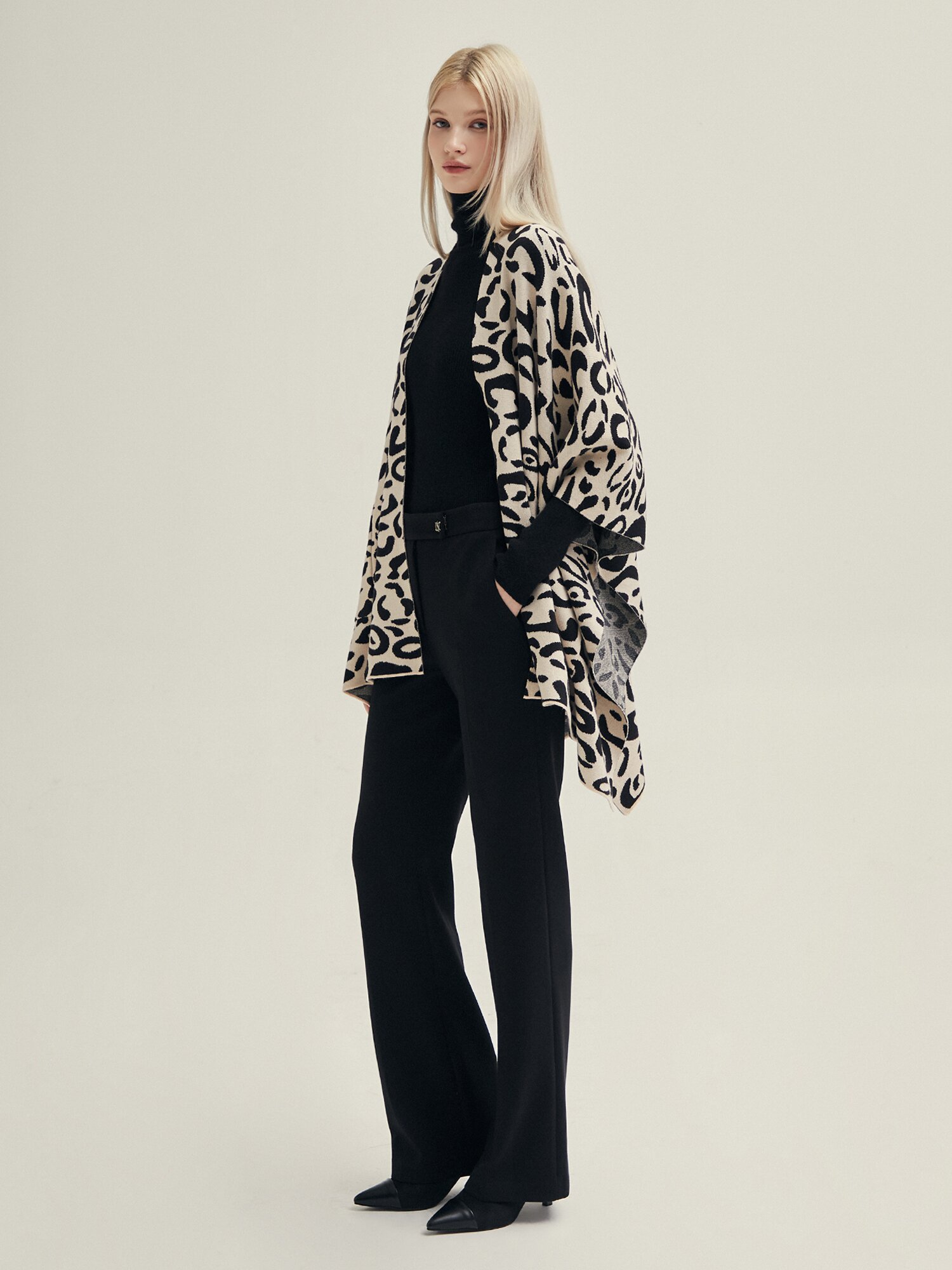 캐시미어 골지 폴라넥 풀오버 니트 (BLACK)