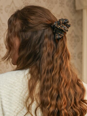 DD_Autumn plaid round scrunchie_2color