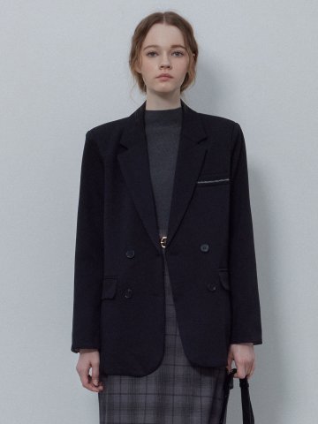 STITCH SINGLE BLAZER_BLACK