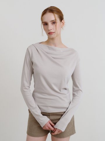 카울넥 롱슬리브 티셔츠 베이지 [T53]