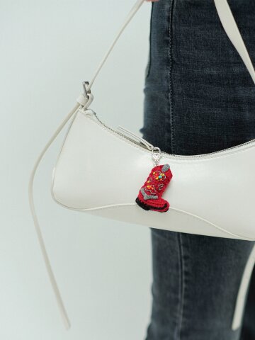 웨스턴 카우보이 부츠 키 링 (하트 고리) - 빈티지 레드