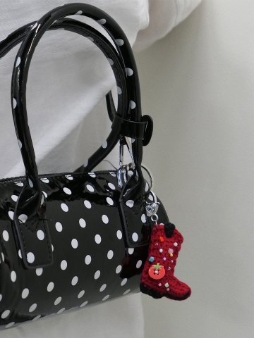 웨스턴 카우보이 부츠 키 링 (하트 고리) - 토마토 레드