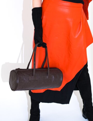 [천연가죽] 롱 튜브 백 브라운