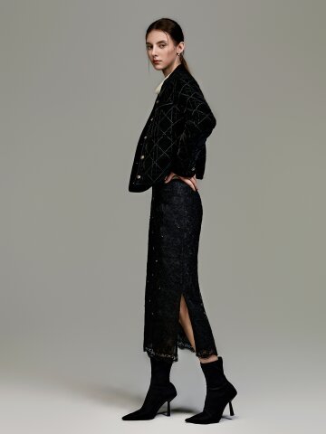 클래식 다이아 퀼팅 숏 패딩 