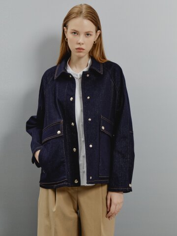 유틸리티 버튼업 데님 재킷 