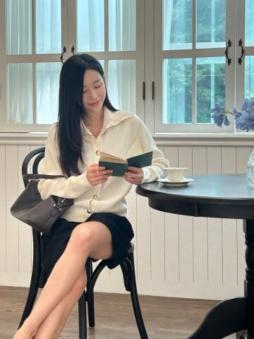 골지 텍스처 슬림핏 가디건 (CREAM)