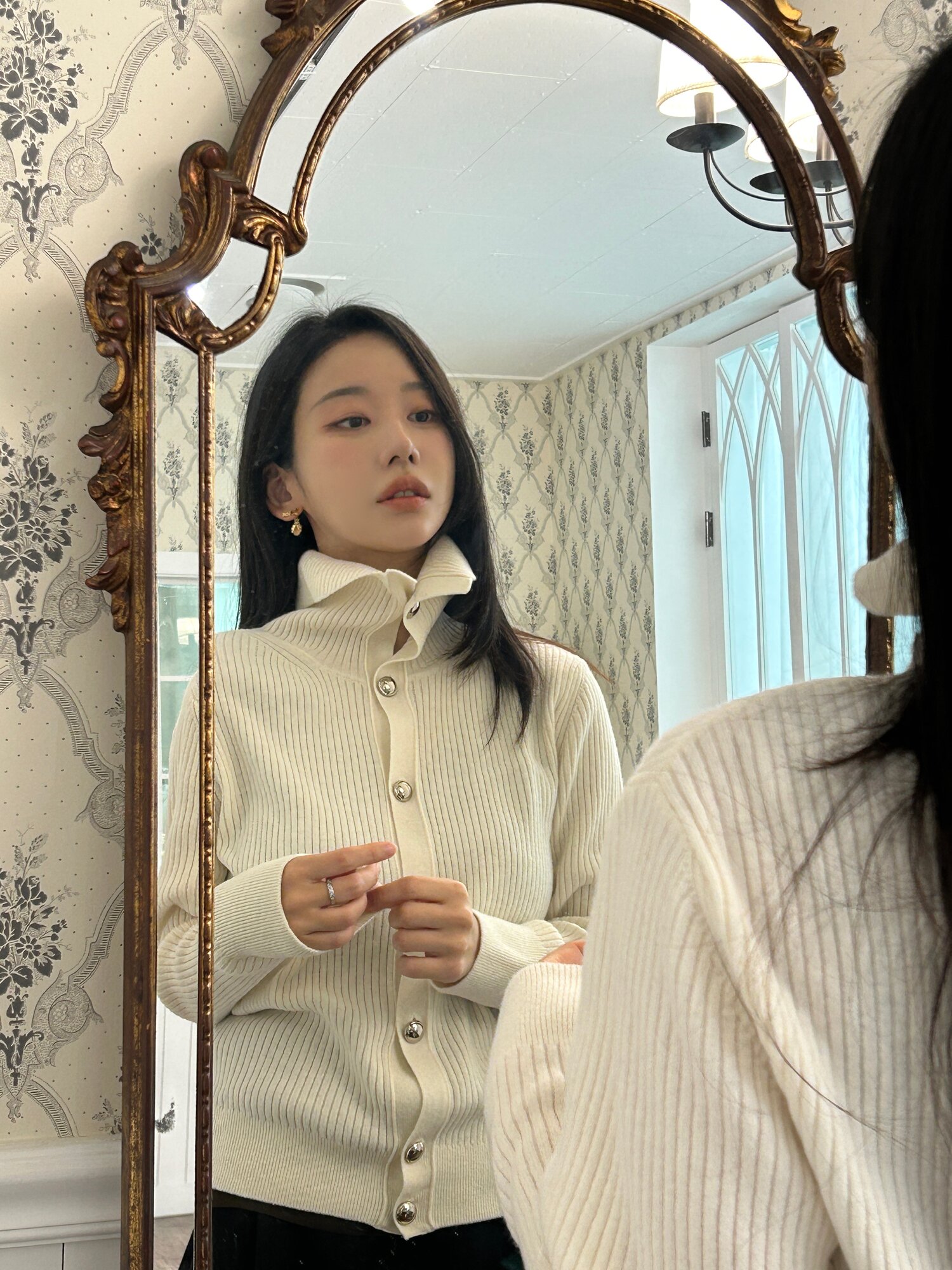 골지 텍스처 슬림핏 가디건 (CREAM)