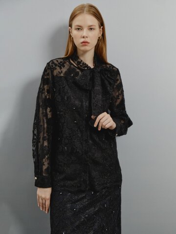 엘레강스 레이스 포인트 블라우스 