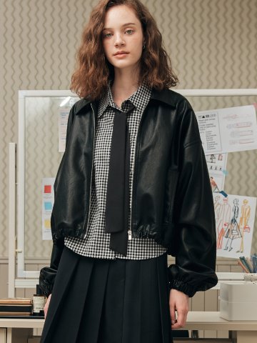 레더 블루종 자켓 / 블랙
