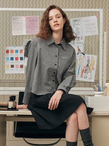 깅엄 체크 셔츠 / 블랙
