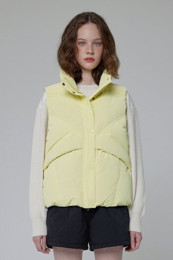 [WOMEN] 글로시 실크 터치 다운 베스트 - 옐로우 HDW0001AVZRYL