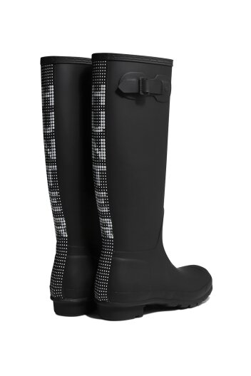 [WOMEN] 오리지날 헌터 도트 프린트 백스트랩 톨 레인부츠 - 블랙 WFT4437RMABLK
