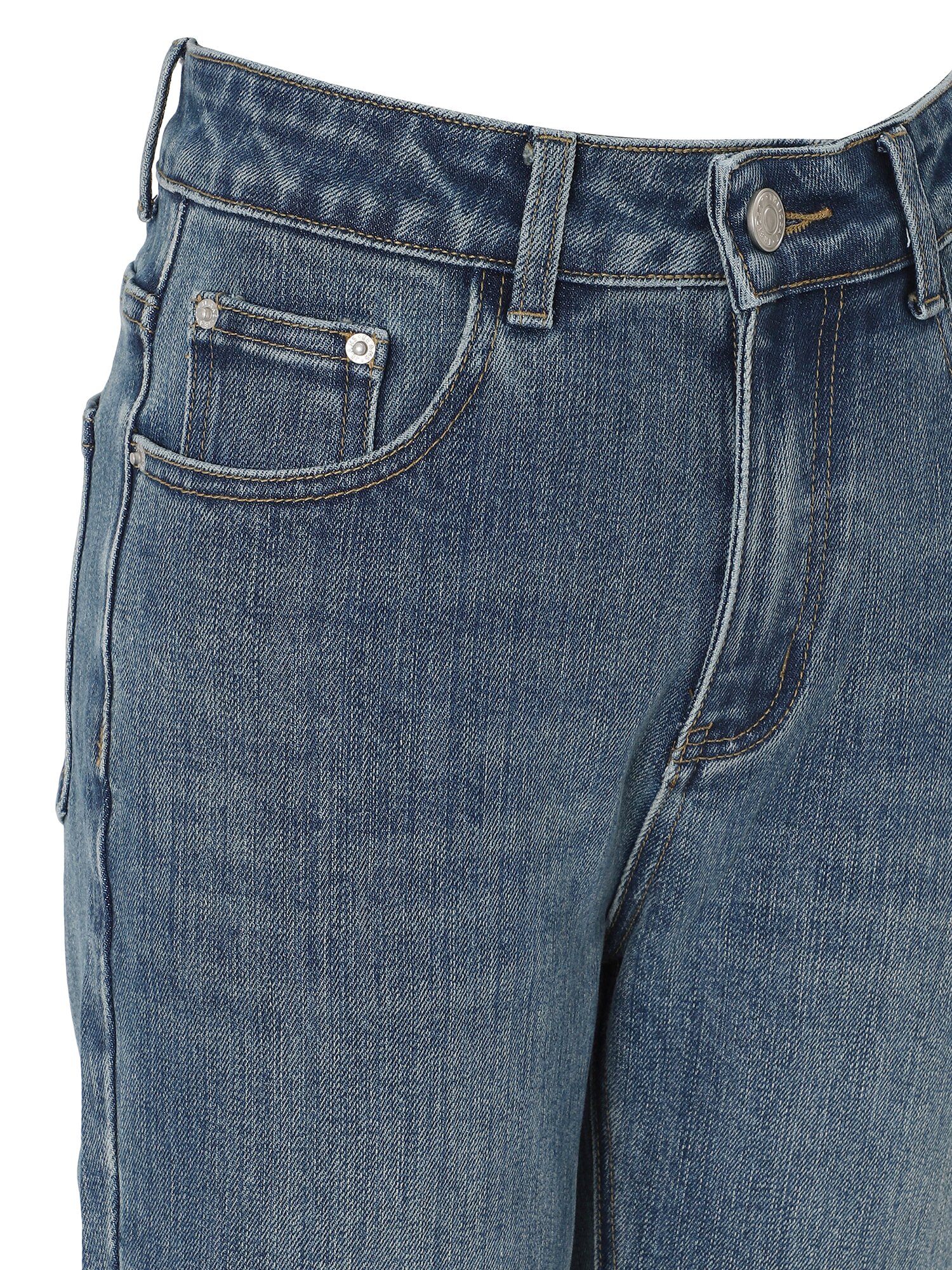 코튼 블렌드 워싱 부츠컷 데님팬츠 (BLUE)